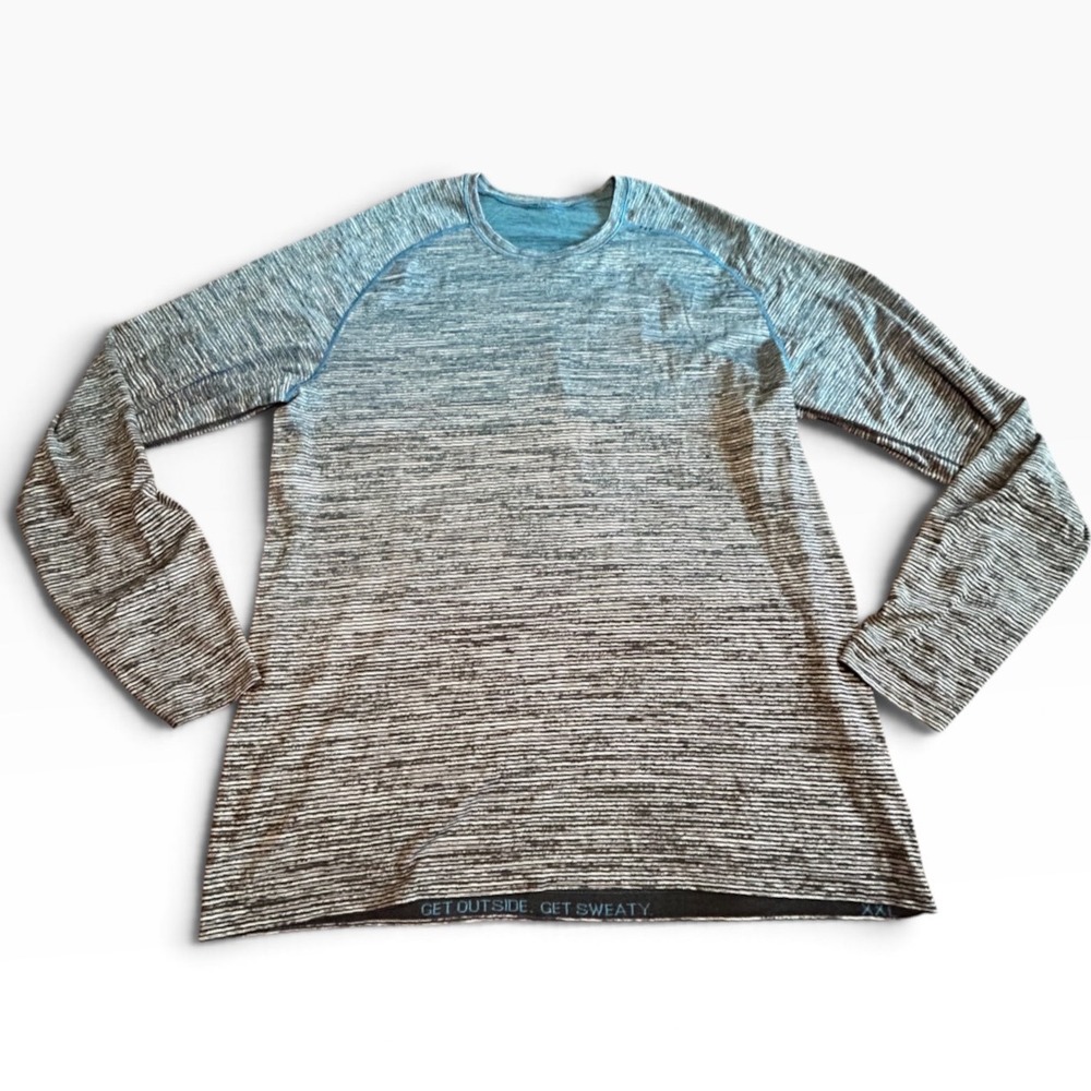 Lululemon Metal Vent Tech Long Sleeve Shirt XXL Blue Black Space Dye Mens